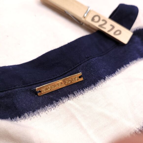 Michael Kors Sleeveless Pullover Blouse Women Size Small S Blue White Striped - Picture 9 of 10